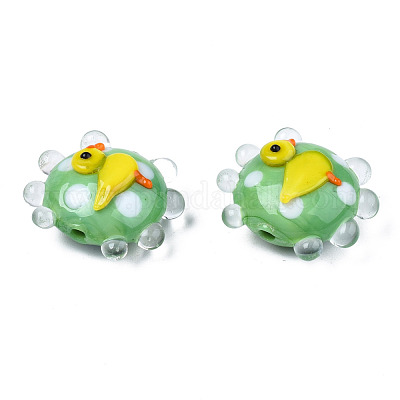手作り凹凸柄ランプワークビーズ連売り  アヒル  透明  20~21x17~19x9.5~10mm  穴：1.6mm  約30個/連  18.50インチ〜18.90インチ（47~48cm）&nbsp;LAMP-N021-036D-1