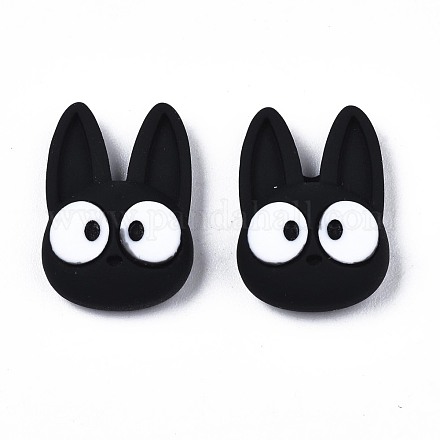 オペーク樹脂カボション  猫  ブラック  19x13x6mm&nbsp;CRES-N024-48-1