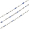 Brass Dapped Chains, with Enamel, with Spool, Soldered Lead Free & Cadmium Free, Platinum, Cornflower Blue, 4x2x1mm