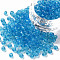 Glass Seed Beads, Transparent, Round, Sky Blue, 6/0, 4mm, Hole: 1.5mm, about 4500 beads/pound