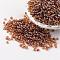 Round 8/0 Glass Seed Beads, Trans. Colours Lustered, Dark Goldenrod, Size: about 3mm in diameter, hole: 1mm, about 1097pcs/50g