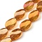 Transparent Electroplate Glass Bead Strands, Rainbow Plated, Teardrop, Dark Orange, 18.5x12.5x6mm, Hole: 1mm, about 40pcs/strand, 29.29 inch(74.4cm)