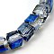 Electorplated Glass Beads, Rainbow Plated, Faceted, Cube, Royal Blue, 9x9x9mm, Hole: 1mm