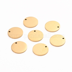 Ion Plating(IP) 304 Stainless Steel Charms, Mirror Polished Finish, Stamping Blank Tag, Laser Cut, Flat Round, Golden, 12x1mm, Hole: 1.2mm