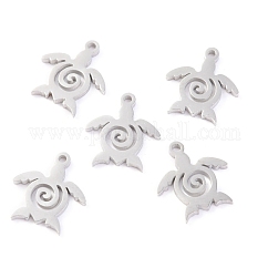 Non-Tarnish 304 Stainless Steel Charms, Laser Cut, Sea Turtle, Stainless Steel Color, 12x11x1mm, Hole: 1mm