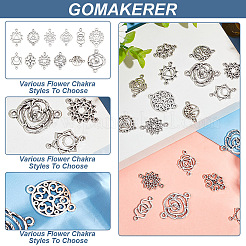 96Pcs 12 Styles Tibetan Style Alloy Hollow Connector Charms Sets&nbsp;TIBE-GO0001-06