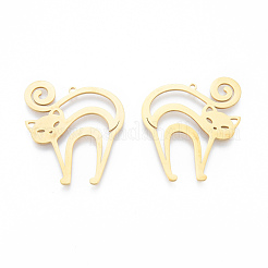 ステンレスペンダント201個  猫  18KGP本金メッキ  36x31.5x1mm  穴：1.4mm&nbsp;STAS-N090-LA928-2