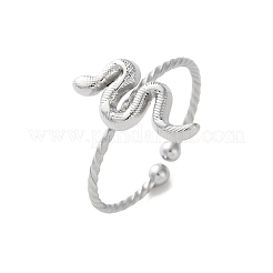 女性用304ステンレススチールカフリング  ヘビ  ステンレス鋼色  14.5x7mm  内径: 調節可能&nbsp;RJEW-B118-01P