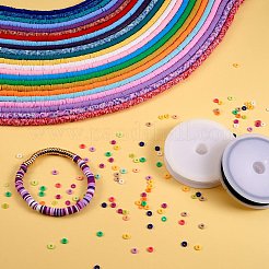 DIYジュエリー作成キット  29連売り29スタイルポリマークレイビーズを含む  ステンレス鋼の折りたたみ可能な大きな目ビーズ針  弾性水晶の線  アルファベットアクリルビーズ  真鍮製スペーサービーズ  はさみ  スクエアccbプラスチックビーズ  はさみ  ミックスカラー  ビーズ：4~7x4~7x0.5~4mm  穴：1.6~2mm&nbsp;DIY-SZ0004-89