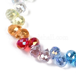 電気メッキガラスビーズセット  多面カット  ティアドロップ  カラフル  10x8mm  穴：0.8mm  約64個/連  15.35''（39センチメートル）&nbsp;EGLA-B009-01B