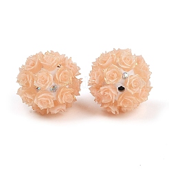 アクリル手作り蓄光ポリマー粘土ラインストーンビーズ  暗闇で光る  花  桃パフ  19.5~23.5mm  穴：3mm&nbsp;CLAY-H003-07G