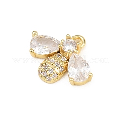 Brass Micro Pave Clear Cubic Zirconia Charms&nbsp;CU-CBAD306-07G