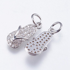 Brass Micro Pave Cubic Zirconia Pendants&nbsp;RB-I077-02P-RS