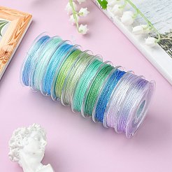 10 ロール 3 層メタリックポリエステル糸  ラウンド  刺繍やジュエリー作りに  ブルー  0.3mm  約24ヤード（22m）/ロール  10のロール/グループ&nbsp;MCOR-YW0001-03D