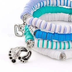 4Pcs 4 Styles Polymer Clay Heishi Beads Stretch Bracelets Sets&nbsp;BJEW-JB05903