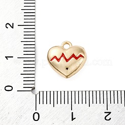 合金エナメルチャーム  ハートチャーム  ゴールドカラー  レッド  11.5x11.5x5.5mm  穴：1.5mm&nbsp;ENAM-P257-02G-02