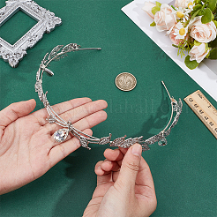 合金ラインストーンティアドロップヘアバンド  女性の女の子のためのヘアアクセサリー  プラチナ  165x175x27mm&nbsp;AJEW-WH0434-53P