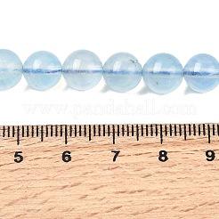 天然石アクアマリンビーズ連売り  ラウンド  グレードA  8~8.5mm  穴：0.8mm  約48~49個/連  15.35~15.55''（39~39.5センチメートル）&nbsp;G-G344-A07-8mm