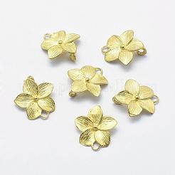 真鍮製リンクコネクター  鉛フリー＆カドミウムフリー＆ニッケルフリー  花  生（メッキなし）  14x15x2mm  穴：2mm&nbsp;KK-E716-115C-RS