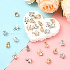 60Pcs 6 STYLES Alloy Charms&nbsp;ZIRC-YW0001-22