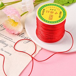 ナイロンサテンのラットテールコード  ブレスレットジュエリー製作用ビーズ糸、中国結びマクラメ工芸  レッド  1.0mm  約76.55ヤード（70m）/ロール&nbsp;NWIR-R025-1.0mm-700