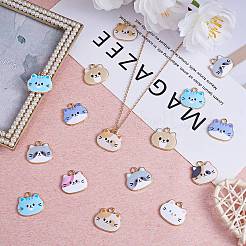 24 個 8 スタイル合金エナメルペンダントかわいいプリント猫ヘッドペンダント diy ネックレスブレスレットペンダントイヤリングアクセサリー  ミックスカラー  19.8x18mm  穴：2.3mm&nbsp;JX584A