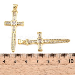 Brass Micro Pave Clear Cubic Zirconia Pendants&nbsp;CU-CBADC6C-03G