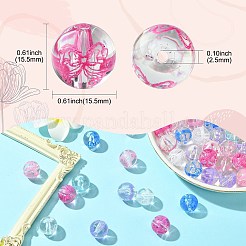 50 個の UV メッキ透明アクリルビーズ  花の丸  ミックスカラー  15.5mm  穴：2.5mm&nbsp;MACR-CJ0002-13