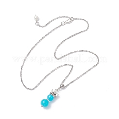 Handmade Glass Beaded Prince with Crown Pendant 304 Stainless Steel Cable Necklaces for Women&nbsp;NJEW-JN05447-03
