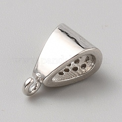 真鍮マイクロパヴェキュービックジルコニアチューブベイル  三角形  プラチナ  11.5x7.5x6mm  穴：1mm  内径：6.5x3.5mm&nbsp;PHAR-WH0148-148P