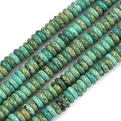 天然マグネサイトビーズ連売り  ロンデル  染め  ターコイズ  6.5~7x2~2.5mm  穴：0.8mm  約150個/連  14.96''（38センチメートル）&nbsp;G-G084-A14-01