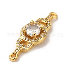 Rack Plating Brass Micro Pave Clear Cubic Zirconia Connector Charms&nbsp;KK-K377-27G