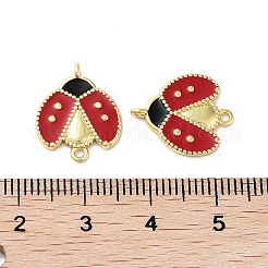 Rack Plating Brass Enamel Ladybug Connector Charms&nbsp;KK-E102-26G