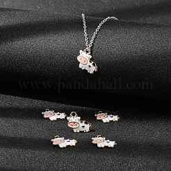合金エナメルチャーム  ライトゴールド  牛  ホワイト  16x19x2.5mm  穴：2.5mm&nbsp;ENAM-S119-005A