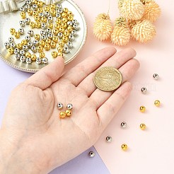 100個2色ccbプラスチックビーズ  ラウンド  プラチナ·ゴールデン  5.5~6x5mm  穴：1.8mm  50個/カラー&nbsp;CCB-CJ0001-08