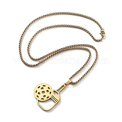 201 Stainless Steel Pickleball Paddle Pendant Box Chain Necklaces for Women Men&nbsp;NJEW-H050-01B-G
