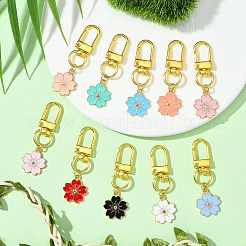 10Pcs 10 Colors Flower Alloy Enamel Pendant Decorations&nbsp;HJEW-JM02753
