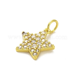 真鍮マイクロパヴェクリアキュービックジルコニアペンダント  ゴールドカラー  スター  16x15.5x2.5mm  穴：3mm&nbsp;KK-H493-03G-01