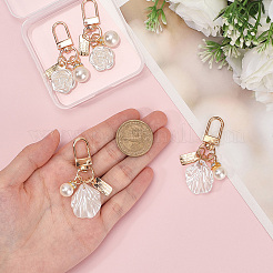 4Pcs 2 Styles Cute Shell Shape & Round ABS Plastic Pendant Decoration&nbsp;HJEW-BBC0001-24