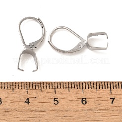 304ステンレススチールフレンチフックピアス金具  アイスピックピンチベイル付き  ステンレス鋼色  22x10x4mm&nbsp;STAS-U025-01P-02