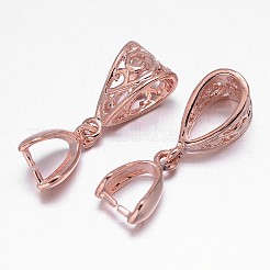 フィリグリーラックメッキ真鍮ペンダントピンチベイル  ミックスカラー  13x8x5mm  穴：5x9mmと7x4mm  ピン：1mm&nbsp;X-KK-L102-12