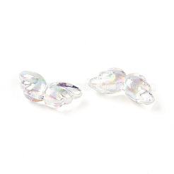 透明UVメッキアクリルビーズ  虹色の  翼  透明  9.5x22.5x6.5mm  穴：2mm.&nbsp;PACR-D288-15A