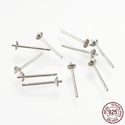 ロジウムメッキ 925 スターリングシルバー スタッド イヤリングのパーツ  ピアスポスト  プラチナ  13x0.9~3mm&nbsp;LS-STER-K037-007A
