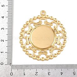 プリントされた304ステンレススチールペンダント  馬のチャームが付いたフラットラウンド  PVD真空メッキ  18KGP本金メッキ  ブラック  44x39.5x2mm  穴：2.5mm&nbsp;STAS-C146-06G-01