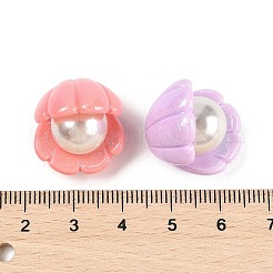 オペーク樹脂カボション  ABSプラスチックパール付きシェル形状  ミックスカラー  20x18.5x19mm&nbsp;CRES-D283-04