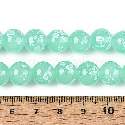ペイントガラスビーズを焼く  ラウンド  ミディアムアクアマリン  10~10.5mm  穴：1.2~1.5mm&nbsp;X1-DGLA-N015-10mm-07
