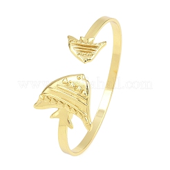Marine Organism Brass Cuff Bangles for Women&nbsp;BJEW-D368-03O-G