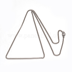 変色しにくい304ステンレススチールのツイストチェーンネックレス  カニカン付き  ステンレス鋼色  19.6インチ（50cm）  2mm&nbsp;LS-NJEW-M151-21P