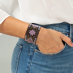 MIYUKIグラスシード編みこみビーズブレスレット  女性のためのスパークスターフレンドシップブレスレット  蘭  11インチ（28cm）&nbsp;BJEW-A121-63E