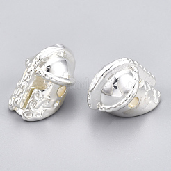 非磁性の合成ヘマタイトビーズを電気めっき  剣闘士のヘルメット  銀メッキ  10x12x15mm  穴：1.5mm&nbsp;G-T061-187S